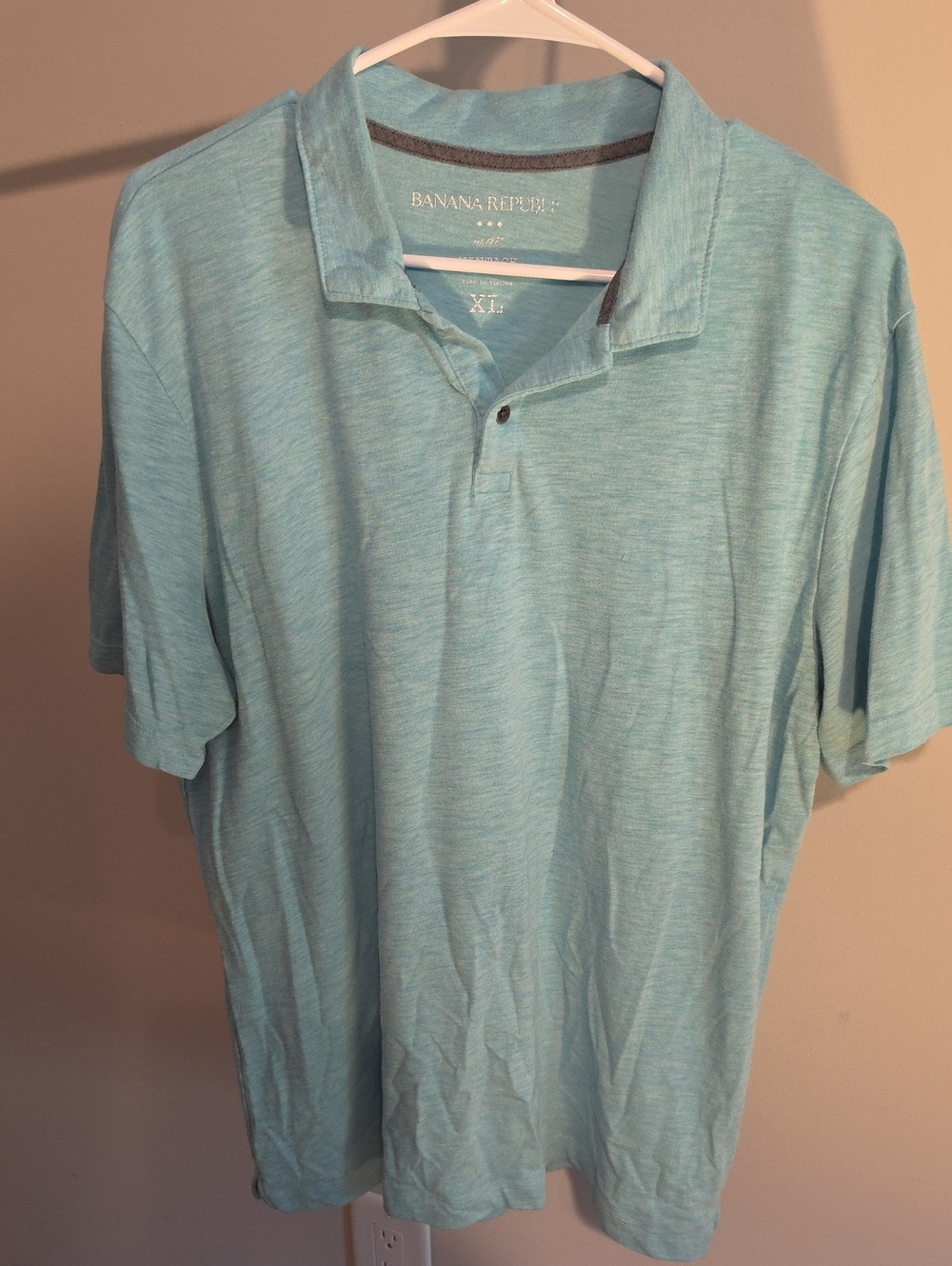 Banana Republic Men’s Aqua Heather Vintqge Style XL Polo